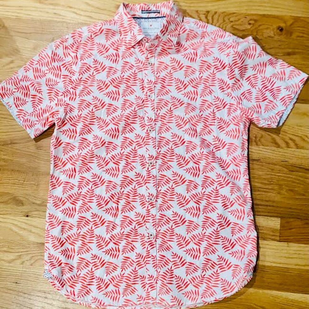 Mens Denim & Flower Palms Button Down